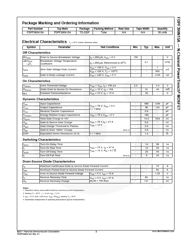 FDPF390N15A