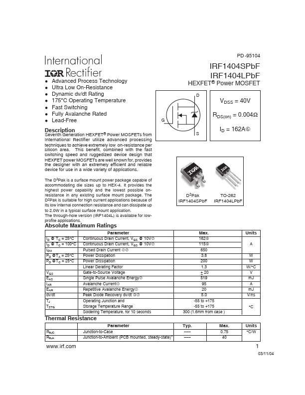 IRF1404SPbF