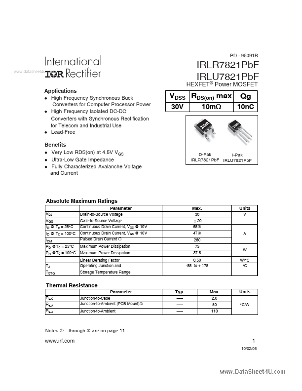 IRLU7821PBF