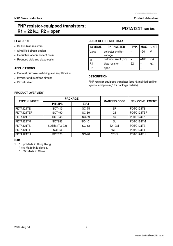 PDTA124T