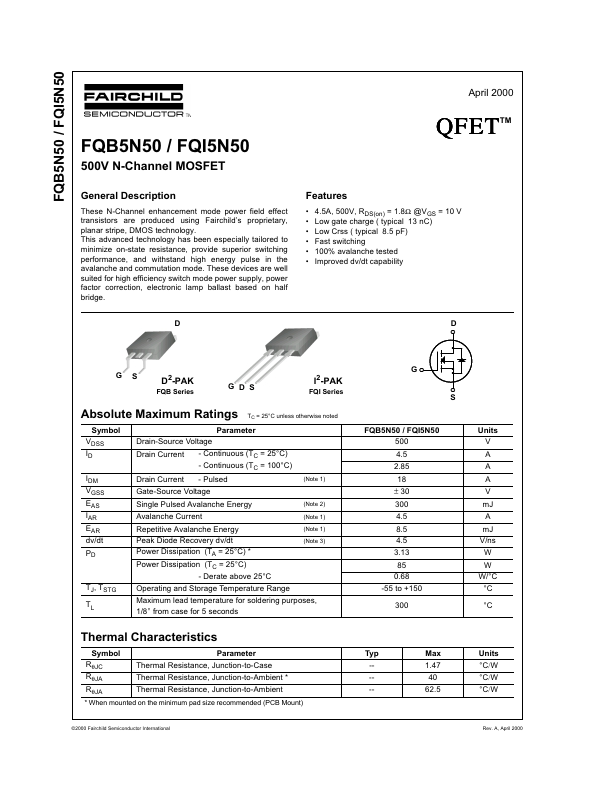 FQB5N50