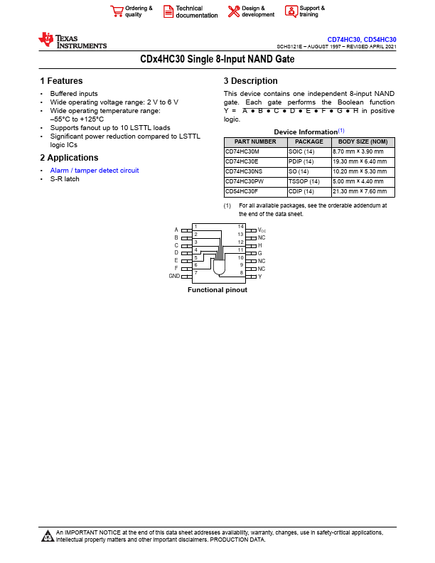 CD74HC30PWR