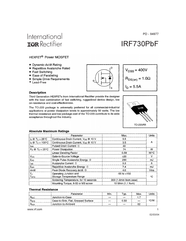 IRF730PBF