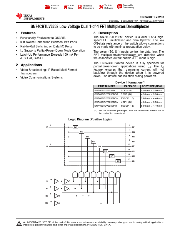 SN74CBTLV3253PW