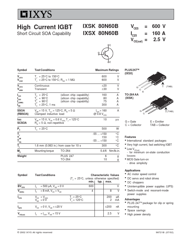 IXSK80N60B