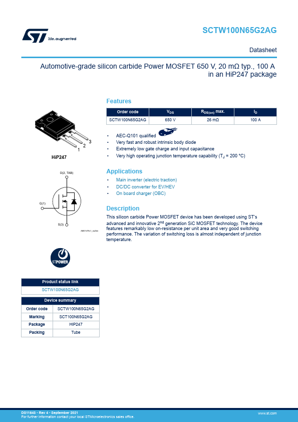 SCTW100N65G2AG