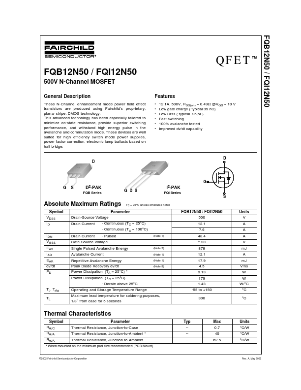 FQB12N50