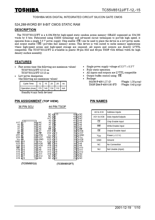 TC55V8512FT