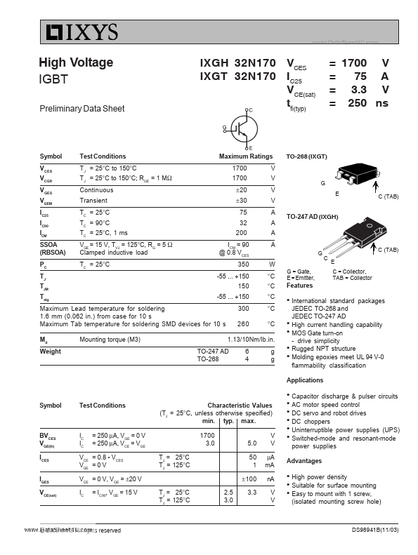 IXGT32N170