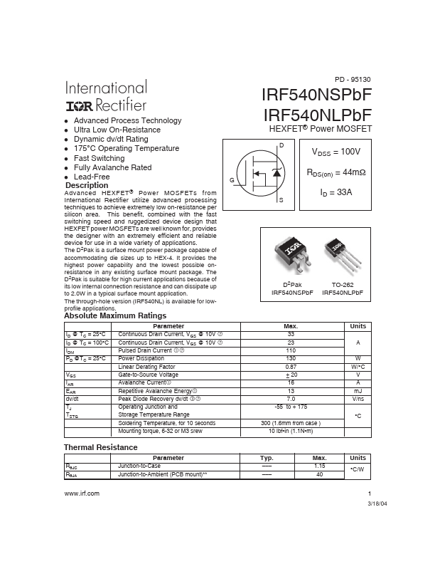 IRF540NLPbF