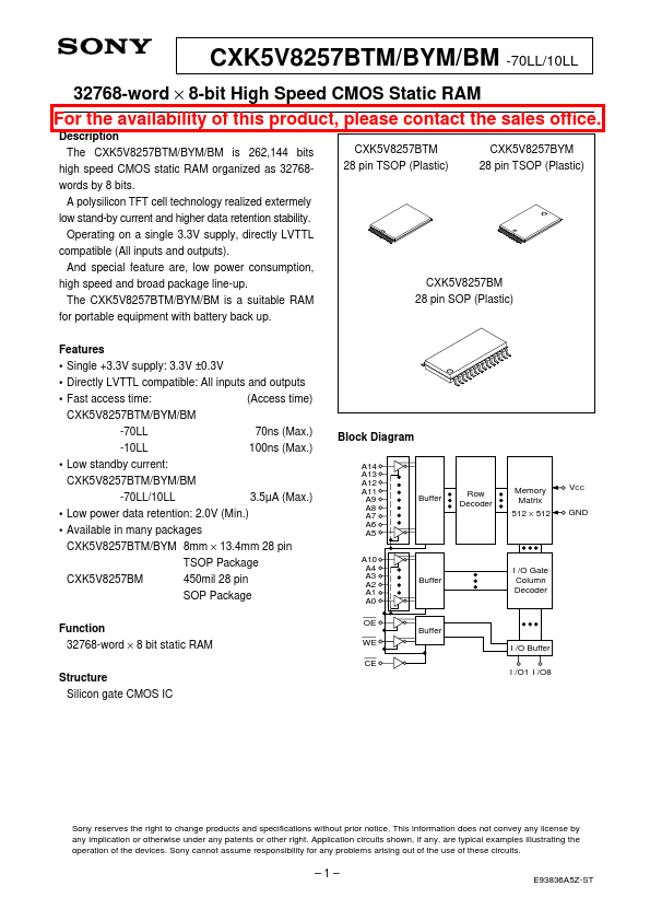 CXK5V8257BTM-70LL