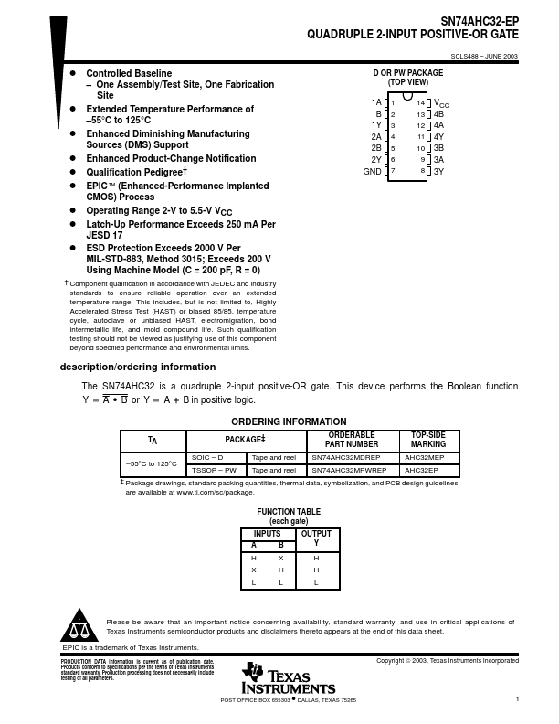 SN74AHC32-EP