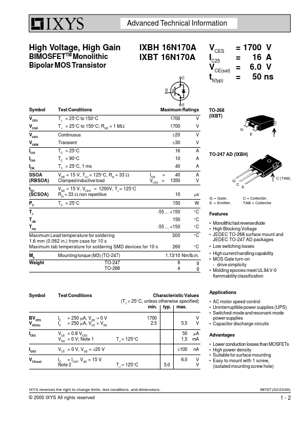 IXBT16N170A