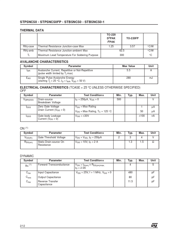 STP5NC50FP