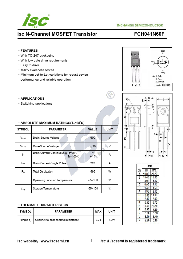 FCH041N60F