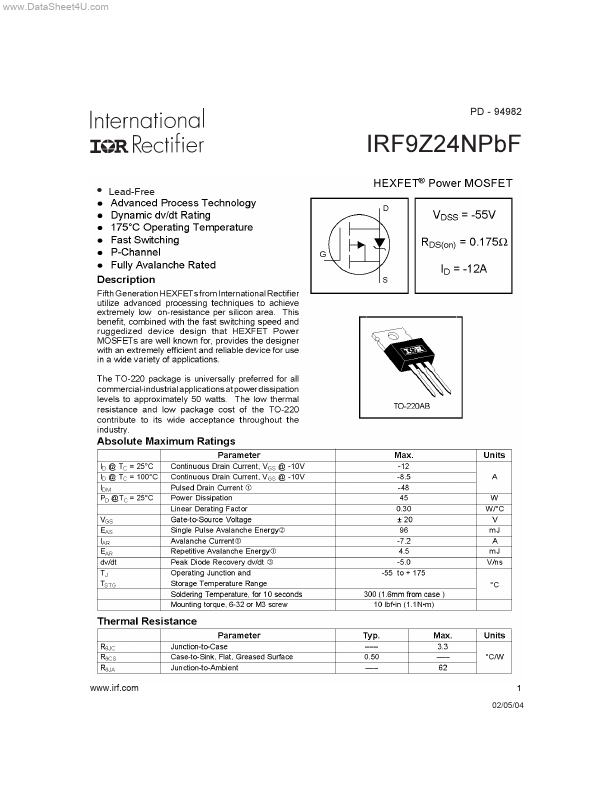 IRF9Z24NPBF