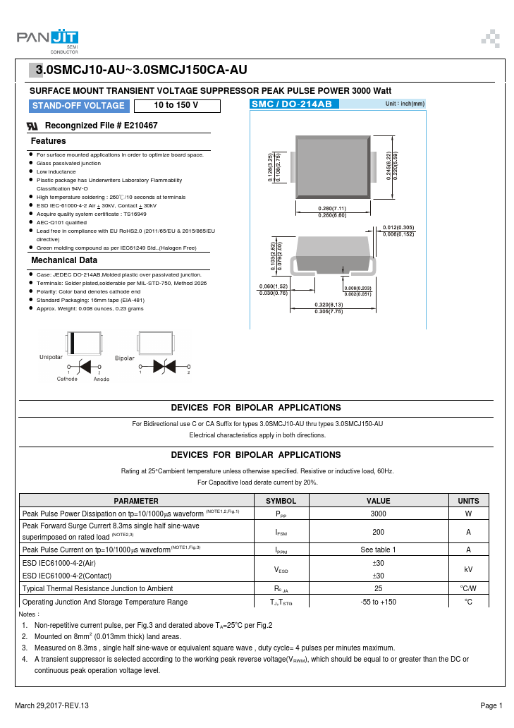 3.0SMCJ30CA-AU