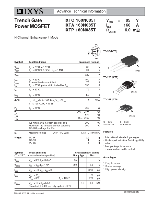 IXTQ160N085T