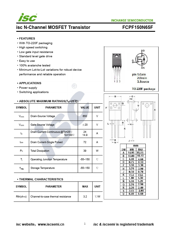 FCPF150N65F