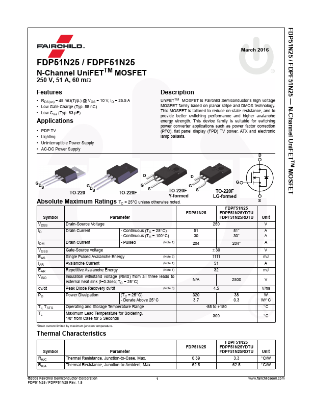 FDPF51N25