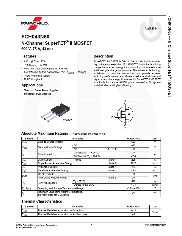 FCH043N60