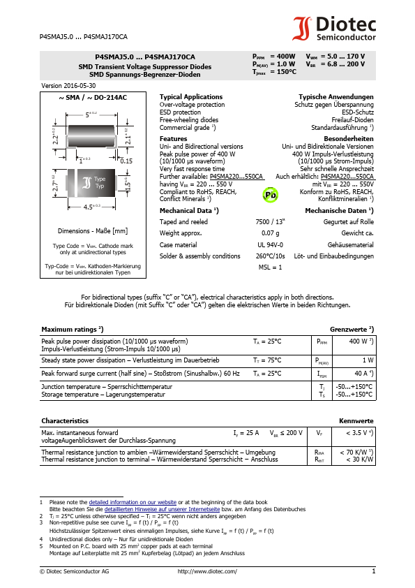 P4SMAJ160CA