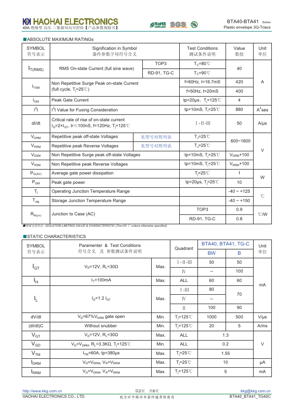 BTA40-1600BW