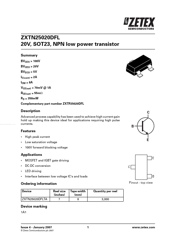 ZXTN25020DFL