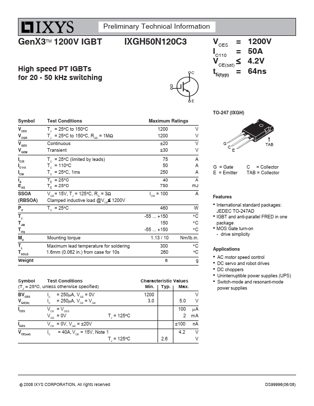 IXGH50N120C3