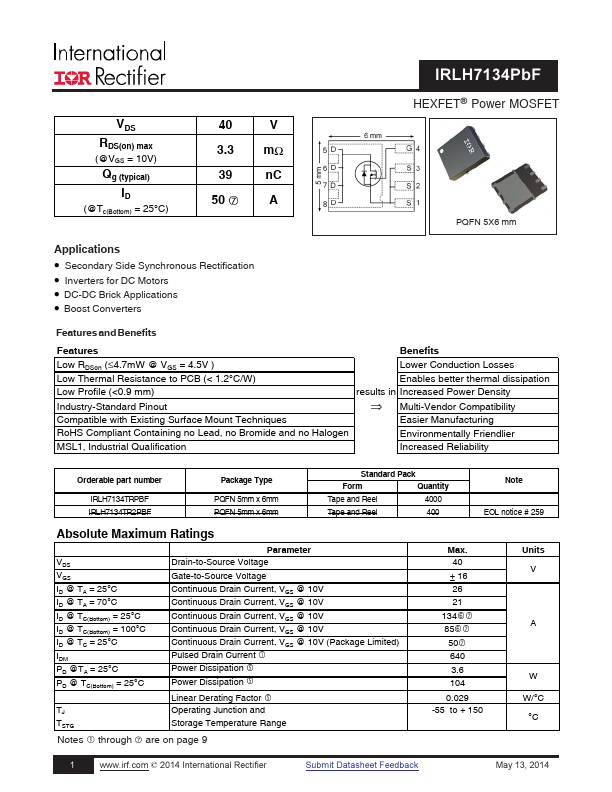 IRLH7134PbF