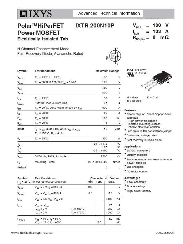 IXTR200N10P