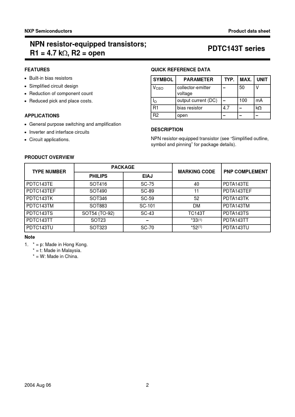 PDTC143TEF