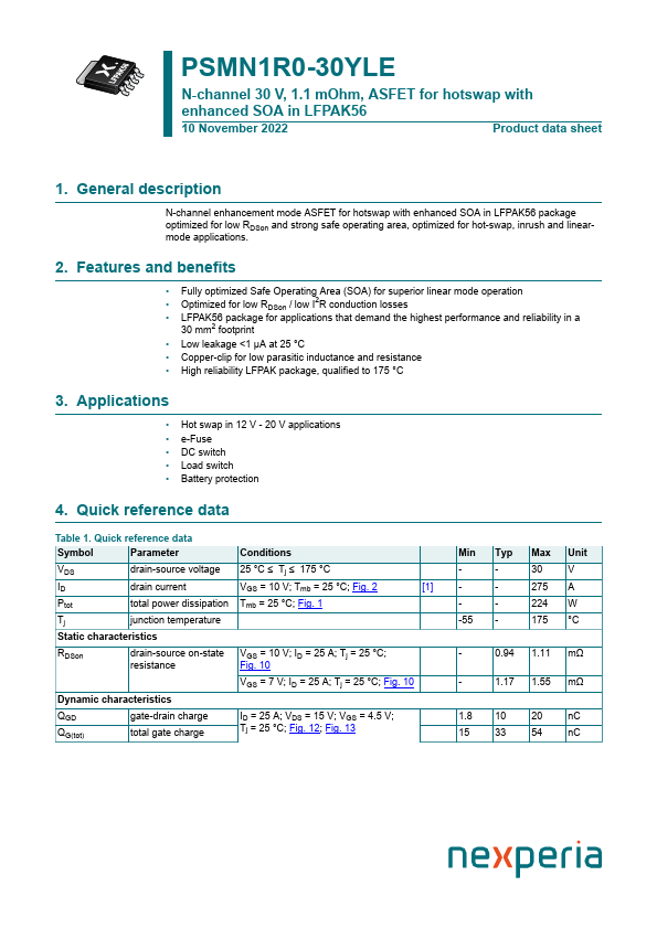 PSMN1R0-30YLE