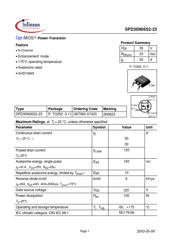 SPD30N06S2-23