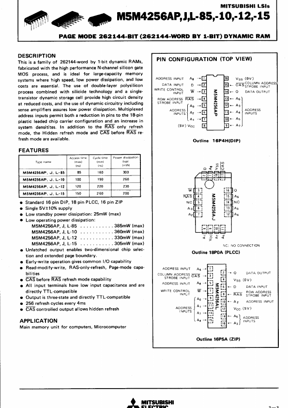 M5M4256AJ-10