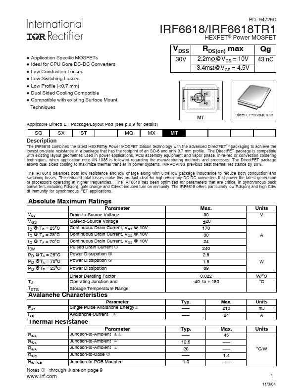 IRF6618TR1