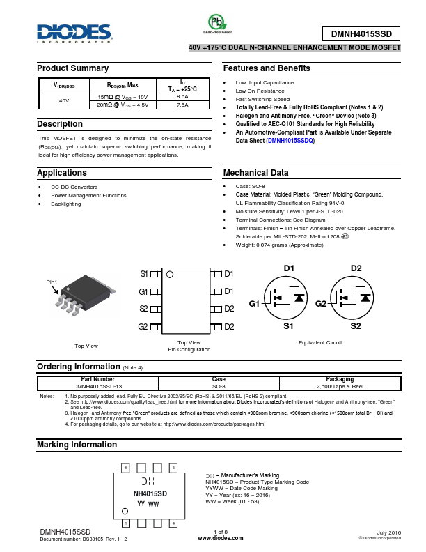 DMNH4015SSD