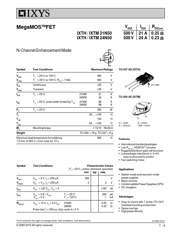 IXTM24N50