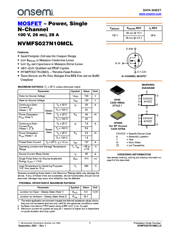 NVMFS027N10MCL