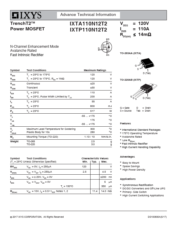 IXTA110N12T2