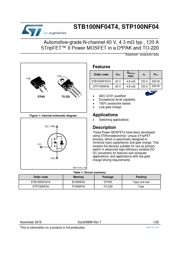 STB100NF04T4