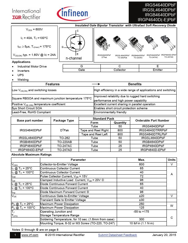 IRGSL4640DPbF