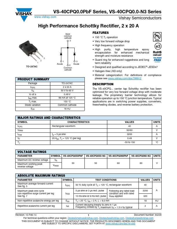 VS-40CPQ060PbF