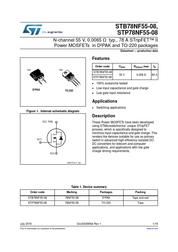 STB78NF55-08