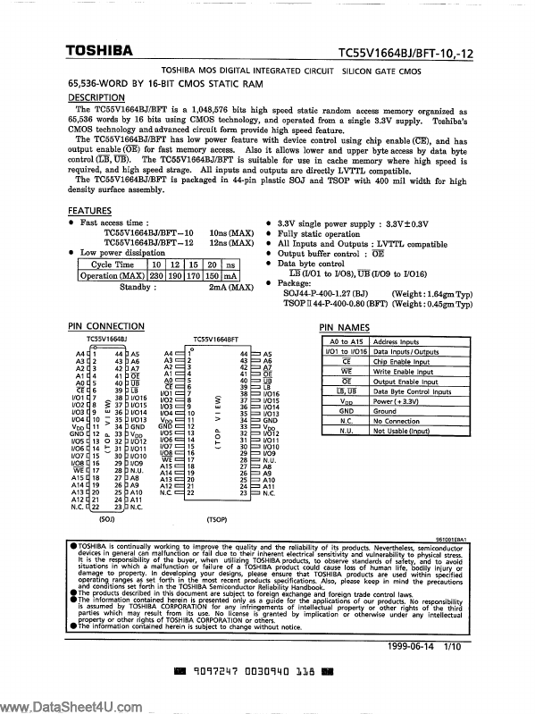 TC55V1664BFT