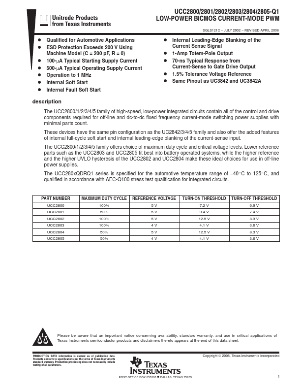 UCC2802-Q1