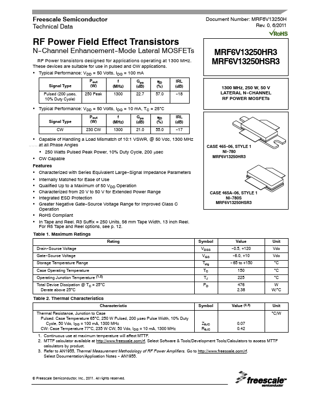 MRF6V13250HSR3