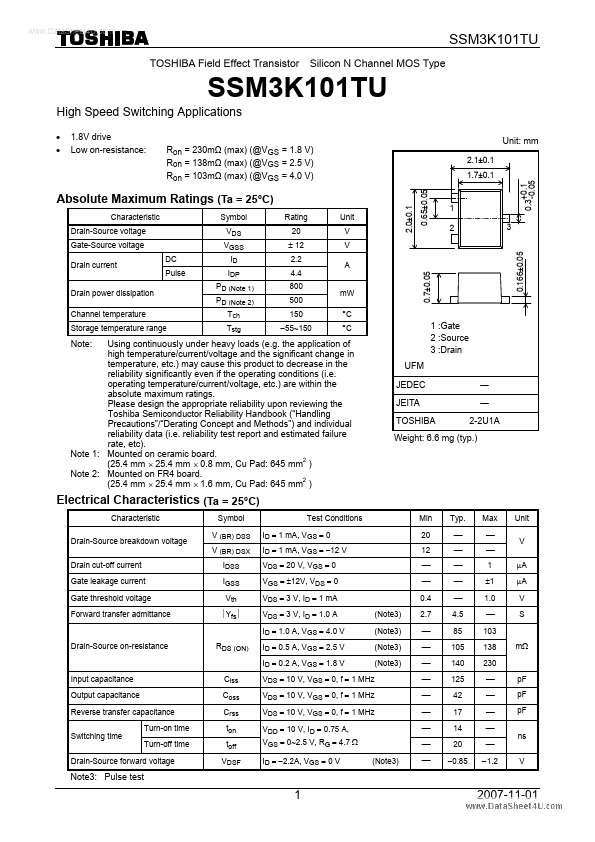 SSM3K101TU