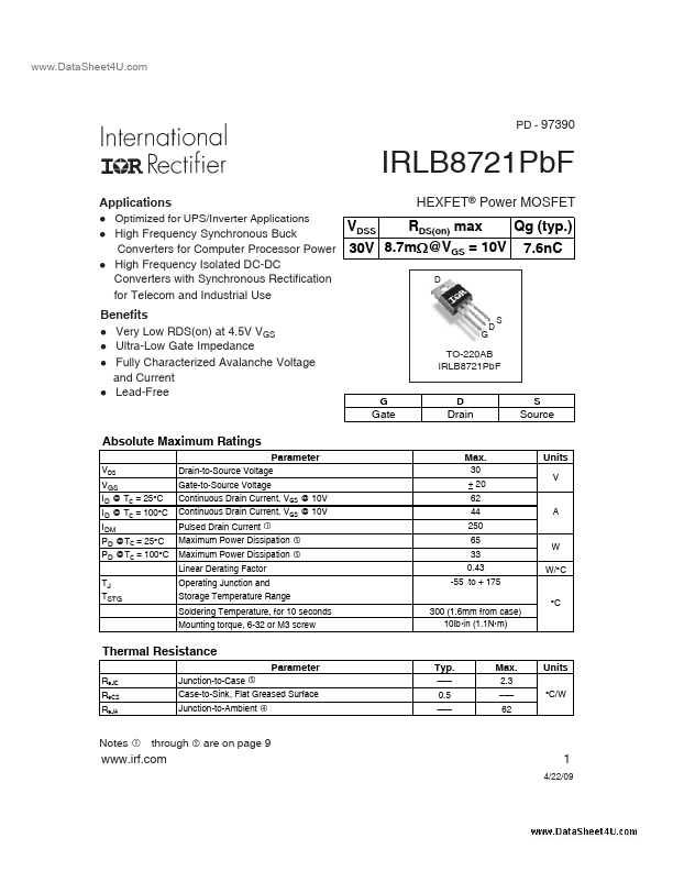 IRLB8721PBF