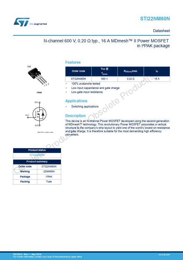 STI22NM60N